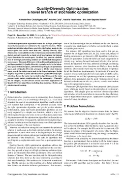 Quality-Diversity Optimization: a novel branch of stochastic
  optimization