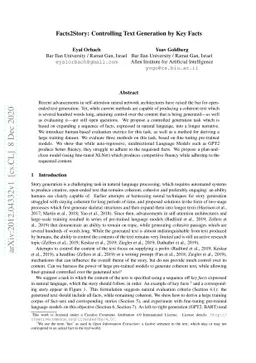 Facts2Story: Controlling Text Generation by Key Facts