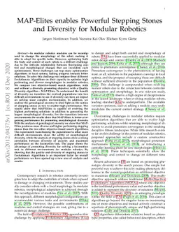 MAP-Elites enables Powerful Stepping Stones and Diversity for Modular
  Robotics