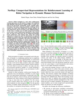NavRep: Unsupervised Representations for Reinforcement Learning of Robot
  Navigation in Dynamic Human Environments
