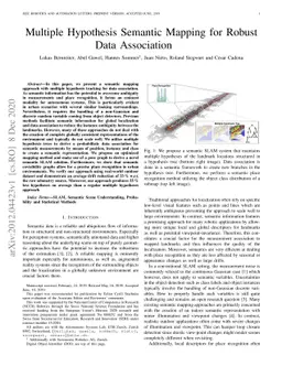 Multiple Hypothesis Semantic Mapping for Robust Data Association