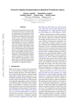 Extractive Opinion Summarization in Quantized Transformer Spaces