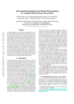 Adversarial Disentanglement of Speaker Representation for
  Attribute-Driven Privacy Preservation
