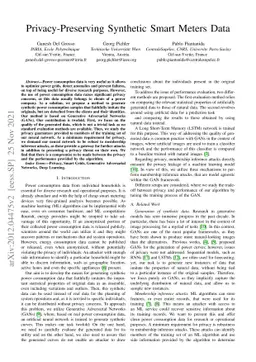Privacy-Preserving Synthetic Smart Meters Data