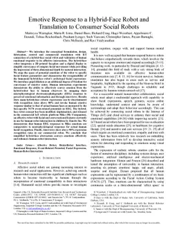Emotive Response to a Hybrid-Face Robot and Translation to Consumer
  Social Robots