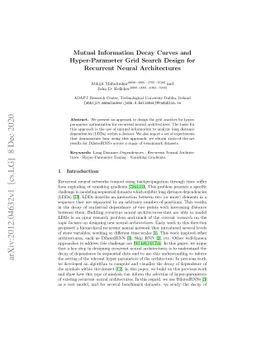 Mutual Information Decay Curves and Hyper-Parameter Grid Search Design
  for Recurrent Neural Architectures