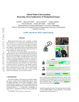 Edited Media Understanding Frames: Reasoning About the Intent and Implications of Visual Misinformation