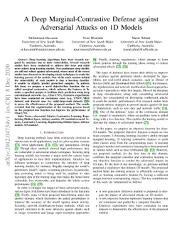 A Deep Marginal-Contrastive Defense against Adversarial Attacks on 1D
  Models