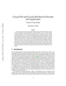 Concept Drift and Covariate Shift Detection Ensemble with Lagged Labels