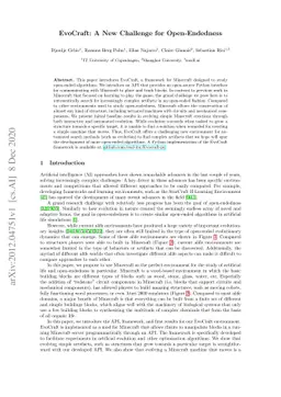 EvoCraft: A New Challenge for Open-Endedness