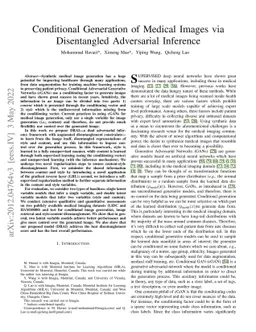 Conditional Generation of Medical Images via Disentangled Adversarial
  Inference