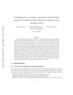 Coupling-based convergence assessment of some Gibbs samplers for
  high-dimensional Bayesian regression with shrinkage priors