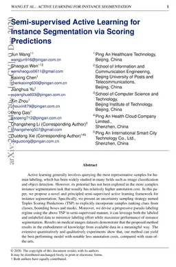 Semi-supervised Active Learning for Instance Segmentation via Scoring
  Predictions