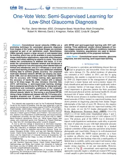 One-Vote Veto: Semi-Supervised Learning for Low-Shot Glaucoma Diagnosis