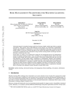 Risk Management Framework for Machine Learning Security