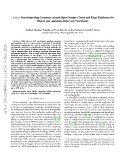JANUS: Benchmarking Commercial and Open-Source Cloud and Edge Platforms
  for Object and Anomaly Detection Workloads