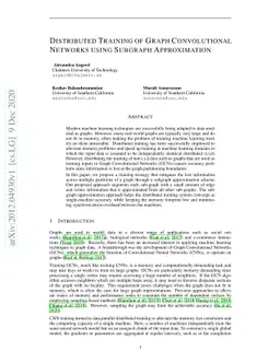 Distributed Training of Graph Convolutional Networks using Subgraph
  Approximation