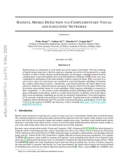 Hateful Memes Detection via Complementary Visual and Linguistic Networks
