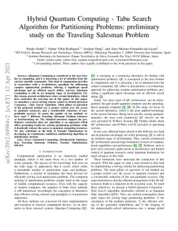 Hybrid Quantum Computing -- Tabu Search Algorithm for Partitioning
  Problems: preliminary study on the Traveling Salesman Problem