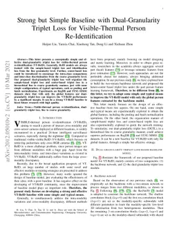 Strong but Simple Baseline with Dual-Granularity Triplet Loss for
  Visible-Thermal Person Re-Identification
