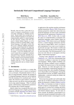 Intrinsically Motivated Compositional Language Emergence