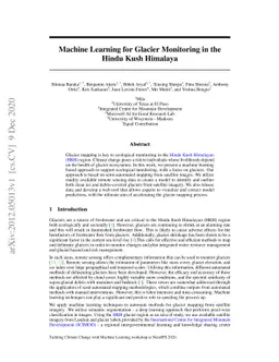 Machine Learning for Glacier Monitoring in the Hindu Kush Himalaya