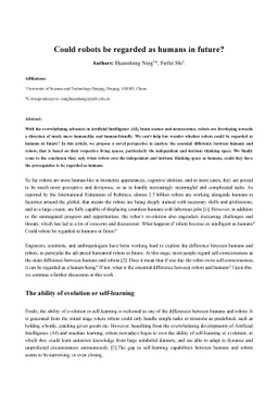 Could robots be regarded as humans in future?