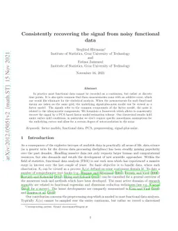 Consistently recovering the signal from noisy functional data