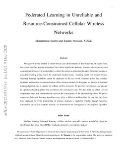 Federated Learning in Unreliable and Resource-Constrained Cellular
  Wireless Networks