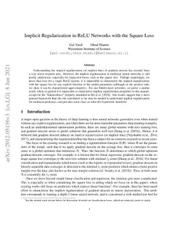 Implicit Regularization in ReLU Networks with the Square Loss