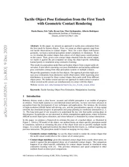 Tactile Object Pose Estimation from the First Touch with Geometric
  Contact Rendering