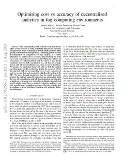 Optimising cost vs accuracy of decentralised analytics in fog computing
  environments
