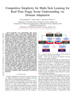 Competitive Simplicity for Multi-Task Learning for Real-Time Foggy Scene
  Understanding via Domain Adaptation