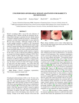 Unsupervised Adversarial Domain Adaptation For Barrett's Segmentation