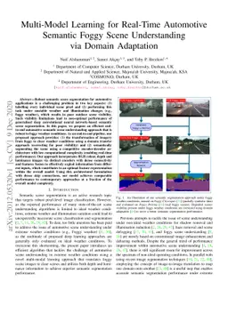 Multi-Model Learning for Real-Time Automotive Semantic Foggy Scene
  Understanding via Domain Adaptation