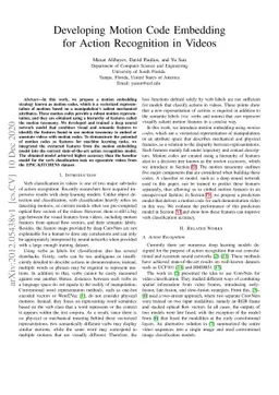 Developing Motion Code Embedding for Action Recognition in Videos