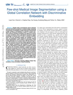 Few-shot Medical Image Segmentation using a Global Correlation Network
  with Discriminative Embedding