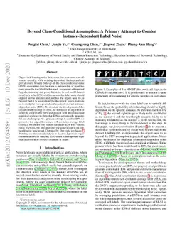 Beyond Class-Conditional Assumption: A Primary Attempt to Combat
  Instance-Dependent Label Noise