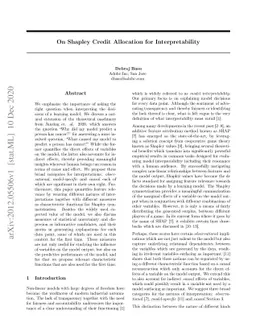 On Shapley Credit Allocation for Interpretability