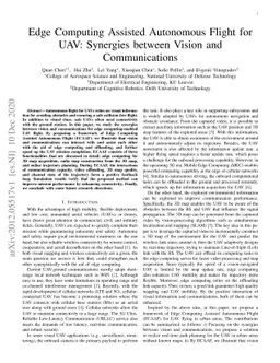 Edge Computing Assisted Autonomous Flight for UAV: Synergies between
  Vision and Communications