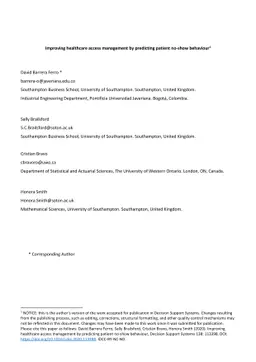 Improving healthcare access management by predicting patient no-show
  behaviour