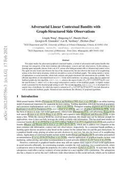 Adversarial Linear Contextual Bandits with Graph-Structured Side
  Observations