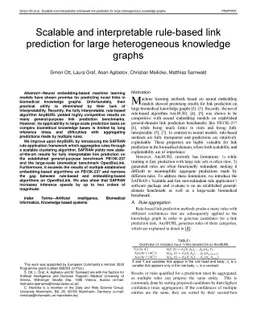 Scalable and interpretable rule-based link prediction for large
  heterogeneous knowledge graphs