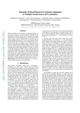Ensemble of Discriminators for Domain Adaptation in Multiple Sound
  Source 2D Localization