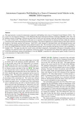 Autonomous Cooperative Wall Building by a Team of Unmanned Aerial
  Vehicles in the MBZIRC 2020 Competition