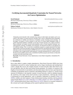 Certifying Incremental Quadratic Constraints for Neural Networks via
  Convex Optimization