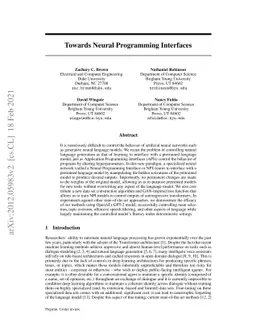 Towards Neural Programming Interfaces
