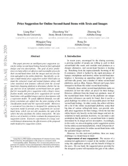 Price Suggestion for Online Second-hand Items with Texts and Images