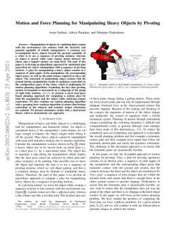 Motion and Force Planning for Manipulating Heavy Objects by Pivoting