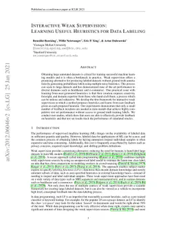 Interactive Weak Supervision: Learning Useful Heuristics for Data
  Labeling